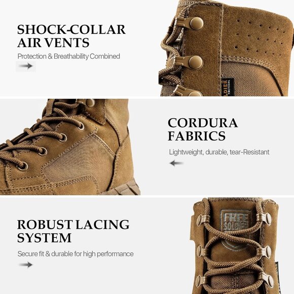 ⚡ Men's Deep Brown Combat Suede Leather Lightweight Military Work Desert Boot - Picture 5 of 7